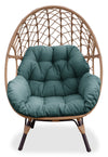 Kort & Co. Coco Outdoor Patio Egg Chair - Hand-Woven Resin Wicker, UV & Weather Resistant - Natural/Green