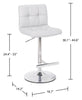 Cruz Barstool with Swivel & Adjustable Seat, Vegan Leather Fabric, 24-33"H, Metal - White | Tabouret 24-33 po bar Cruz en tissu de cuir végétalien et en métal avec siège pivotant et réglable - blanc