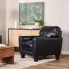 Curt 41" Genuine Leather Chair with Button Tufting - Black | Fauteuil Curt de 41 po en cuir véritable avec capitonnage à boutons - noir