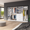 Bestar Florence 121" Modular Walk-In Closet System with Rods, Shelves and Drawers Shaker Style - White|Système de pièce-penderie modulaire Florence de Bestar de 121 po avec tringles, tablettes et tiroirs de style Shaker - blanc