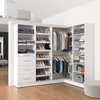 Bestar Florence 85" Modular L-Shaped Walk-In Closet System with Rods, Shoe Shelves and Storage - White|Système de pièce-penderie en forme de L modulaire Florence de Bestar de 85 po avec tringles, tablettes pour chaussures et rangement - blanc