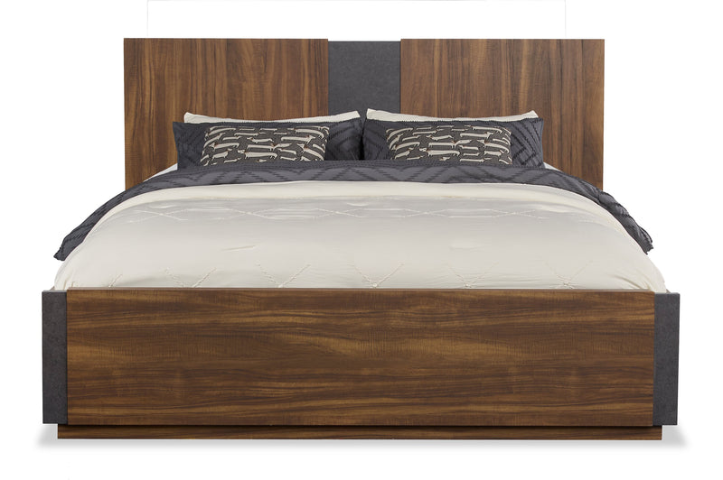 Scott Living Dante Panel Bed with Headboard & Frame, Brown - King Size