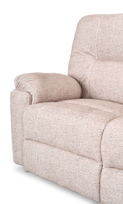 Made in Canada Dawson 87\" Fabric Power Reclining Sofa with USB Port and Accent Pillows - Beige