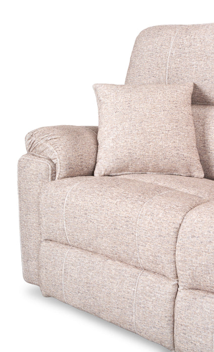 Made in Canada Dawson 87\" Fabric Power Reclining Sofa with USB Port and Accent Pillows - Beige