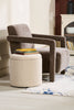 Ontario 14.75" Round Fabric Storage Ottoman - White|Pouf de rangement rond Ontario de 14,75 po en tissu - blanc