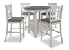 Dena 5pc Counter-Height Dining Set with Table & Chairs, 42-60"W Extension, Round  - Dove Grey | Ensemble de salle à manger Dena 5 pièces de hauteur comptoir avec table ronde, rallonge de 42 po à 60 po (L) et chaises - gris tourterelle
