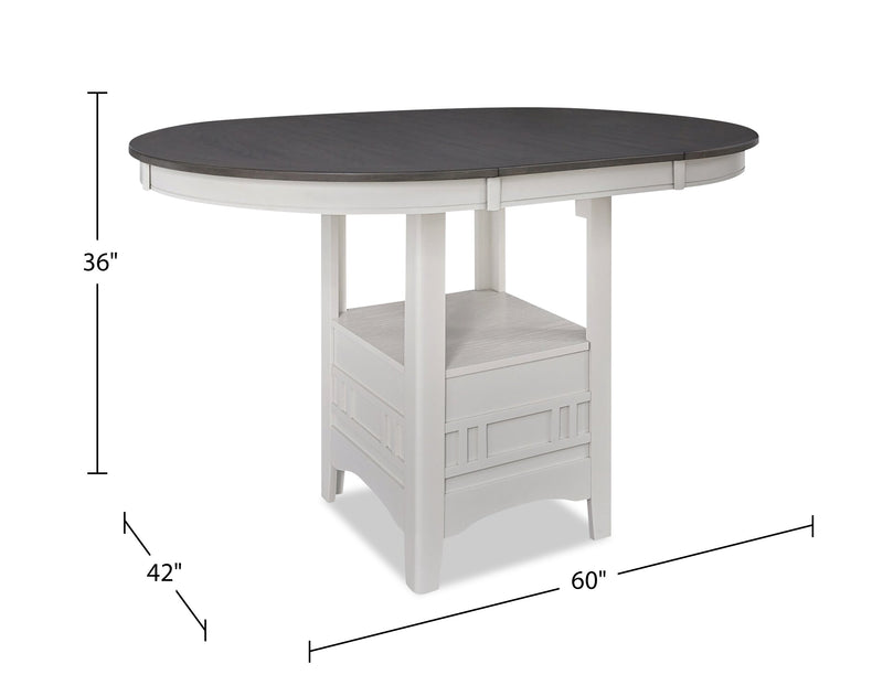 Dena Counter-Height Dining Table with 42-60\"W Extension, Round  - Dove Grey