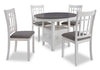 Dena 5pc Dining Set with Table & Chairs, 42-60"W Extension, Round  - Dove Grey | Ensemble de salle à manger Dena 5 pièces avec table ronde, rallonge de 42 po à 60 po (L) et chaises - gris tourterelle