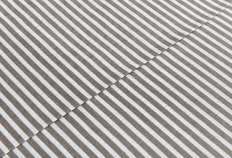 Striped 4-Piece King Cotton Sheet Set - Dark Grey