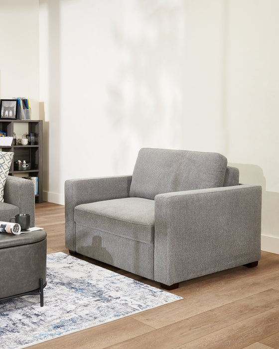 Dusk 52\" Linen-Look Fabric Sleeper Chair with Track Arms - Grey