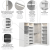 Bestar Florence 85" Modular L-Shaped Walk-In Closet System with LED Lights, Rods, Drawers and Shoe S|Système de pièce-penderie en forme de L modulaire Florence de Bestar de 85 po avec éclairages à DEL,