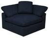 Eclipse Modular 5-Piece Linen-Look Fabric Sectional with Ottoman and Reversible Feather Down Cushions - Navy Blue | Sofa sectionnel modulaire Eclipse 5 pièces en tissu d’apparence lin avec pouf et coussins réversibles en duvet et plumes - bleu marine