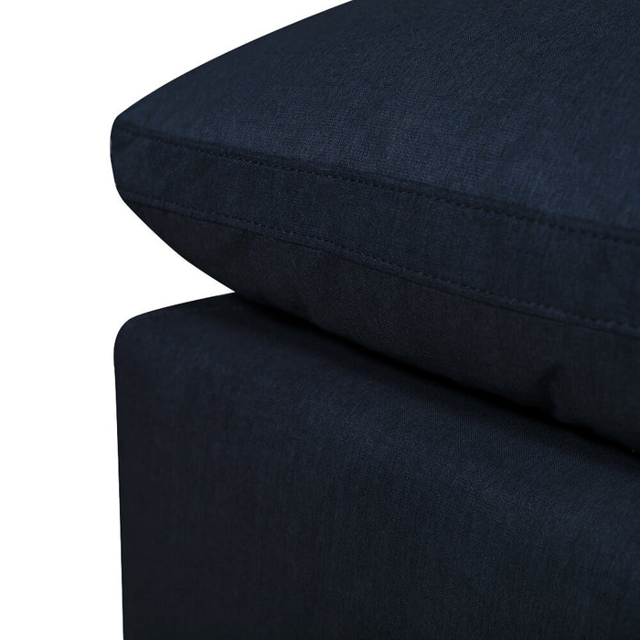 Eclipse Modular 5-Piece Linen-Look Fabric Sectional with Ottoman and Reversible Feather Down Cushions - Navy Blue