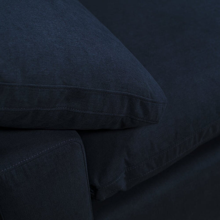 Eclipse Modular 5-Piece Linen-Look Fabric Sectional with Ottoman and Reversible Feather Down Cushions - Navy Blue