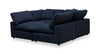 Eclipse Modular 4-Piece Linen-Look Fabric Pit Sofa Sectional with Reversible Feather Down Cushions - Navy Blue | Sofa sectionnel modulaire de style cocon Eclipse 4 pièces en tissu d’apparence lin avec coussins réversibles en duvet et plumes - bleu marine
