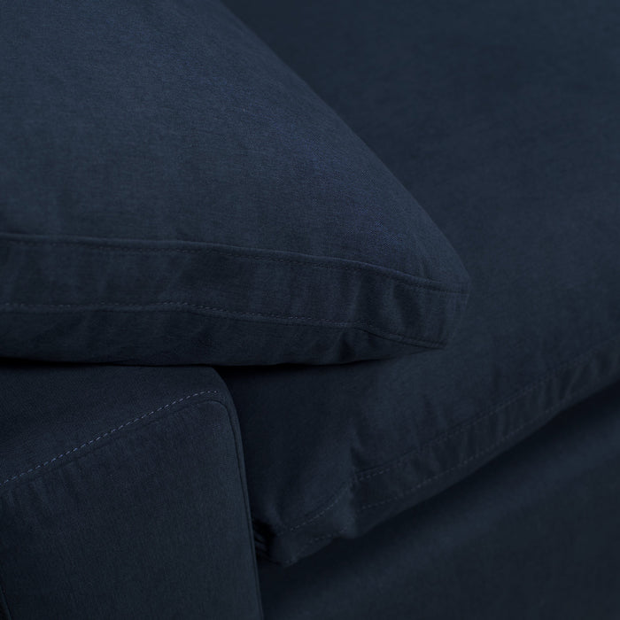 Eclipse Modular 4-Piece Linen-Look Fabric Pit Sofa Sectional with Reversible Feather Down Cushions - Navy Blue
