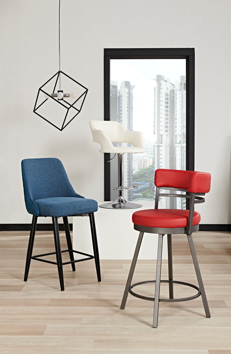 Eden Counter-Height Stool with Linen-Look Fabric, 25\"H, Metal - Blue