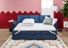 Eden 2-Piece Reversible Fabric Sleeper Sectional with Storage Chaise and Removable Back Cushions - Blue | Sofa-lit sectionnel réversible Eden 2 pièces en tissu avec fauteuil long de rangement et coussins de dossier amovibles - bleu