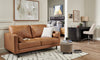 Edge 70" Genuine Leather Loveseat with Wood Legs and Removable Back Cushions - Brown | Causeuse Edge de 70 po en cuir véritable avec pattes en bois et coussins de dossier amovibles - brun