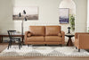 Edge 70" Genuine Leather Loveseat with Wood Legs and Removable Back Cushions - Brown | Causeuse Edge de 70 po en cuir véritable avec pattes en bois et coussins de dossier amovibles - brun