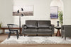 Edge 70" Genuine Leather Loveseat with Wood Legs and Removable Back Cushions - Grey | Causeuse Edge de 70 po en cuir véritable avec pattes en bois et coussins de dossier amovibles - grise