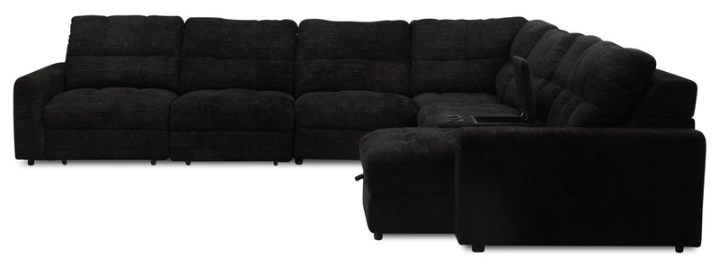 Scott Living Elevate Modular 7-Piece Right-Facing Chenille Fabric Power Sliding Sectional with Storage - Ebony