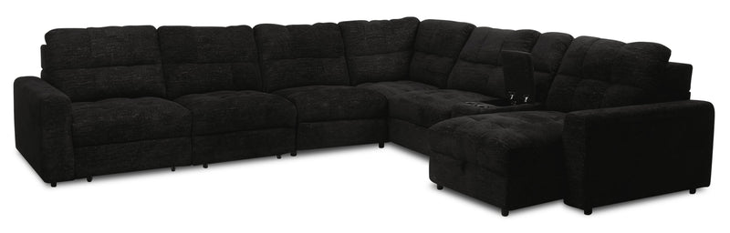 Scott Living Elevate Modular 7-Piece Right-Facing Chenille Fabric Power Sliding Sectional with Storage - Ebony