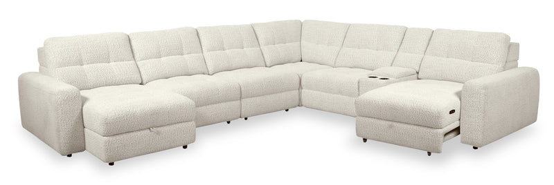 Scott Living Elevate Modular 7-Piece Left-Facing Chenille Fabric Power Sliding Sectional with Storage - Taupe