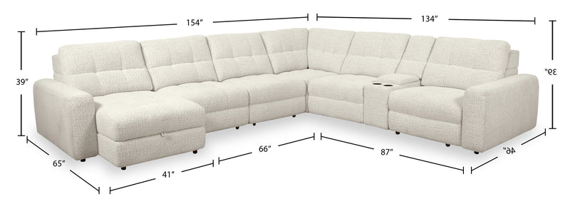 Scott Living Elevate Modular 7-Piece Left-Facing Chenille Fabric Power Sliding Sectional with Storage - Taupe