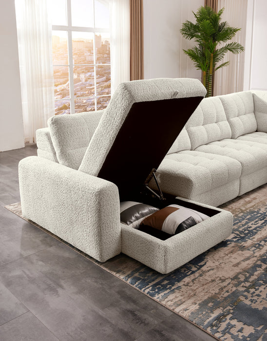 Scott Living Elevate Modular 7-Piece Left-Facing Chenille Fabric Power Sliding Sectional with Storage - Taupe
