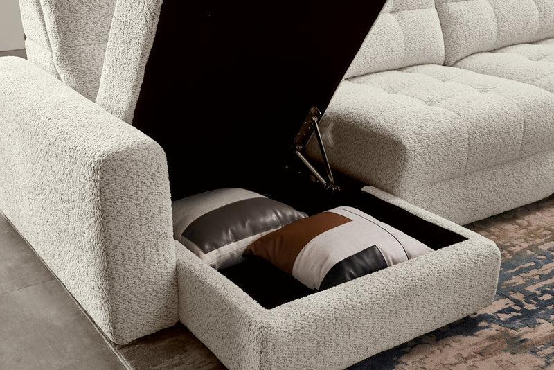 Scott Living Elevate Modular 7-Piece Left-Facing Chenille Fabric Power Sliding Sectional with Storage - Taupe