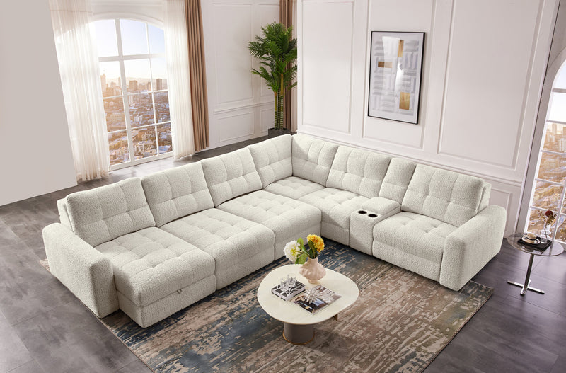 Scott Living Elevate Modular 7-Piece Left-Facing Chenille Fabric Power Sliding Sectional with Storage - Taupe