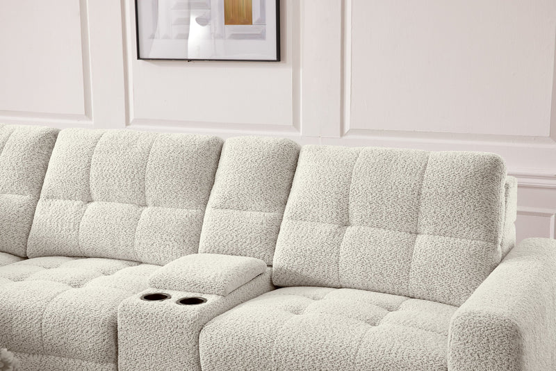 Scott Living Elevate Modular 7-Piece Left-Facing Chenille Fabric Power Sliding Sectional with Storage - Taupe