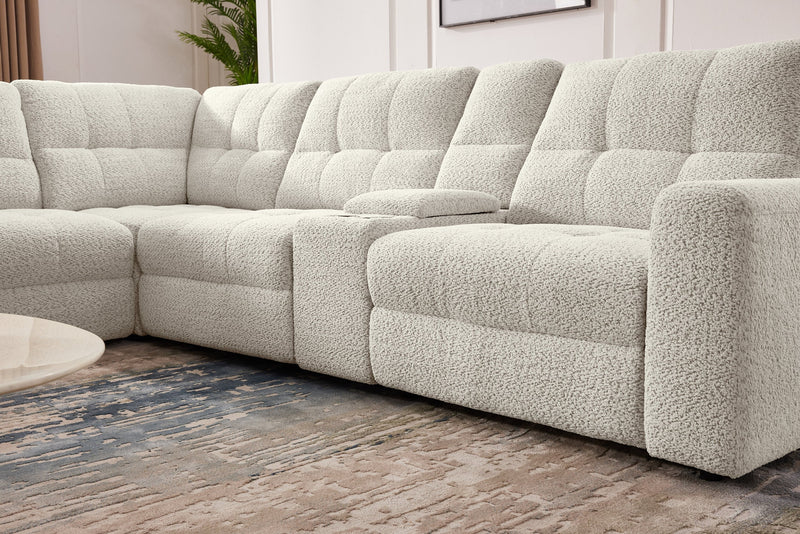 Scott Living Elevate Modular 7-Piece Left-Facing Chenille Fabric Power Sliding Sectional with Storage - Taupe