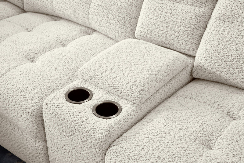Scott Living Elevate Modular 7-Piece Left-Facing Chenille Fabric Power Sliding Sectional with Storage - Taupe