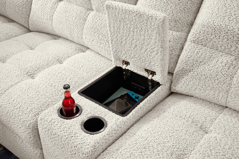Scott Living Elevate Modular 7-Piece Left-Facing Chenille Fabric Power Sliding Sectional with Storage - Taupe