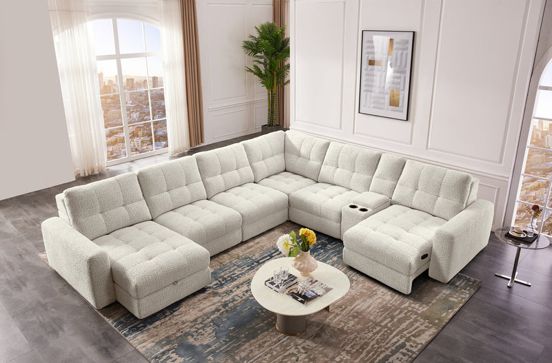 Scott Living Elevate Modular 7-Piece Left-Facing Chenille Fabric Power Sliding Sectional with Storage - Taupe
