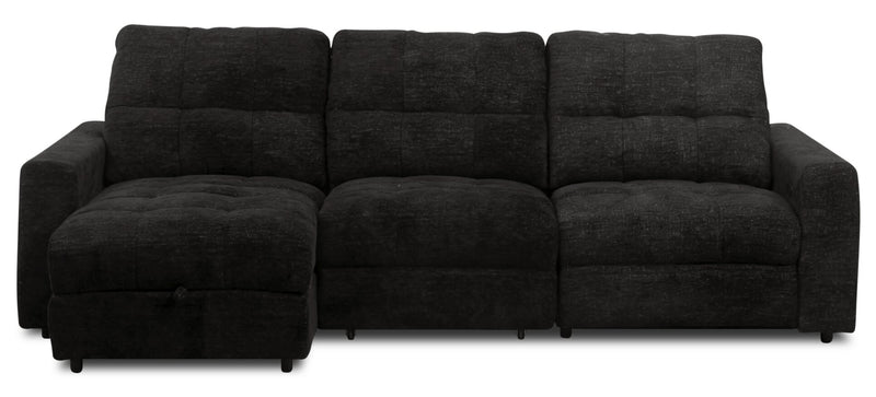 Scott Living Elevate Modular 3-Piece Left-Facing Chenille Fabric Power Reclining and Sliding Sectional - Ebony