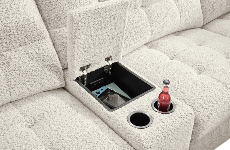 Scott Living Elevate Modular 6-Piece L-Shaped Chenille Fabric Power Reclining Sectional with Storage Console - Taupe