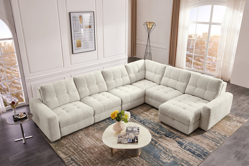 Scott Living Elevate Modular 6-Piece Right-Facing Chenille Fabric Power Reclining and Sliding Sectional - Taupe