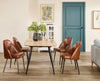 Elijah Dining Chair with Vegan Leather Fabric, Metal - Brown | Chaise de salle à manger Elijah en tissu de cuir végétalien et en métal - brune