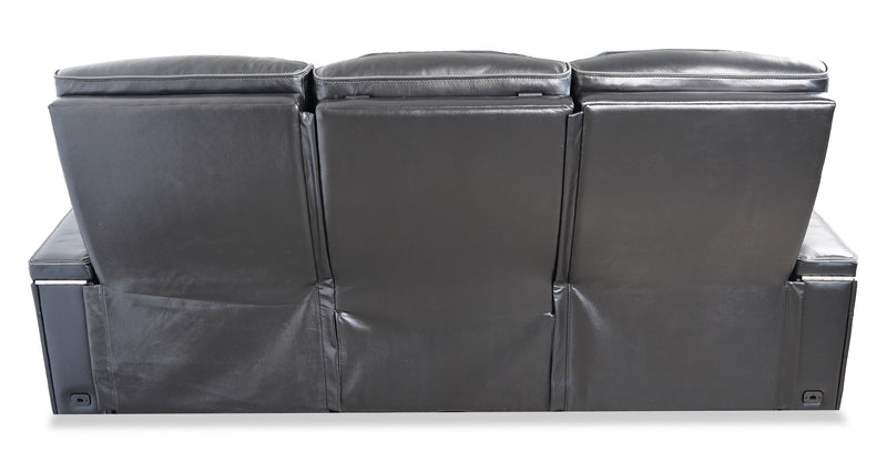 Elite 86\" Genuine Leather Massage Power Reclining Sofa with Immersive Audio and Power Headrests - Black