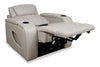 Elite 38" Genuine Leather Massage Power Reclining Chair with Immersive Audio and Power Headrest - Putty | Fauteuil de massage à inclinaison électrique Elite de 38 po en cuir véritable avec son immersif et appuie-tête électrique - mastic