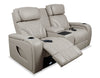 Elite 74" Genuine Leather Massage Power Reclining Loveseat with Immersive Audio and Power Headrests - Putty | Causeuse de massage à inclinaison électrique Elite de 74 po en cuir véritable avec son immersif et appuie-têtes électriques -  mastic