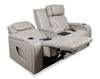 Elite 74" Genuine Leather Massage Power Reclining Loveseat with Immersive Audio and Power Headrests - Putty | Causeuse de massage à inclinaison électrique Elite de 74 po en cuir véritable avec son immersif et appuie-têtes électriques -  mastic