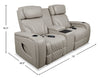 Elite 74" Genuine Leather Massage Power Reclining Loveseat with Immersive Audio and Power Headrests - Putty | Causeuse de massage à inclinaison électrique Elite de 74 po en cuir véritable avec son immersif et appuie-têtes électriques -  mastic