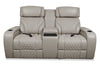 Elite 74" Genuine Leather Massage Power Reclining Loveseat with Immersive Audio and Power Headrests - Putty | Causeuse de massage à inclinaison électrique Elite de 74 po en cuir véritable avec son immersif et appuie-têtes électriques -  mastic