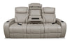 Elite 86" Genuine Leather Massage Power Reclining Sofa with Immersive Audio and Power Headrests - Putty | Sofa de massage à inclinaison électrique Elite de 86 po en cuir véritable avec son immersif et appuie-têtes électriques - mastic