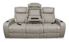 Elite 86" Genuine Leather Massage Power Reclining Sofa with Immersive Audio and Power Headrests - Putty | Sofa de massage à inclinaison électrique Elite de 86 po en cuir véritable avec son immersif et appuie-têtes électriques - mastic