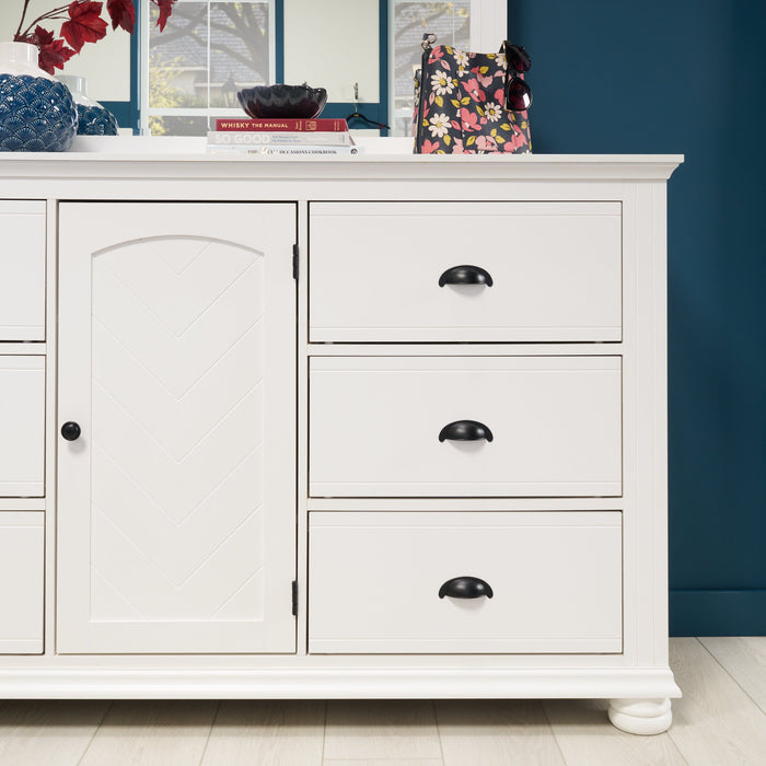 Ella Bedroom 6-Drawer & Cabinet Dresser, 63\"W x 36\"H - White